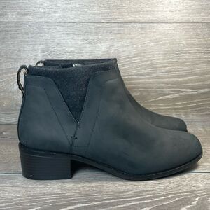 Vionic Joslyn Black Leather Water Resistant Women’s Sz 9 Zip Slip On Ankle Boots